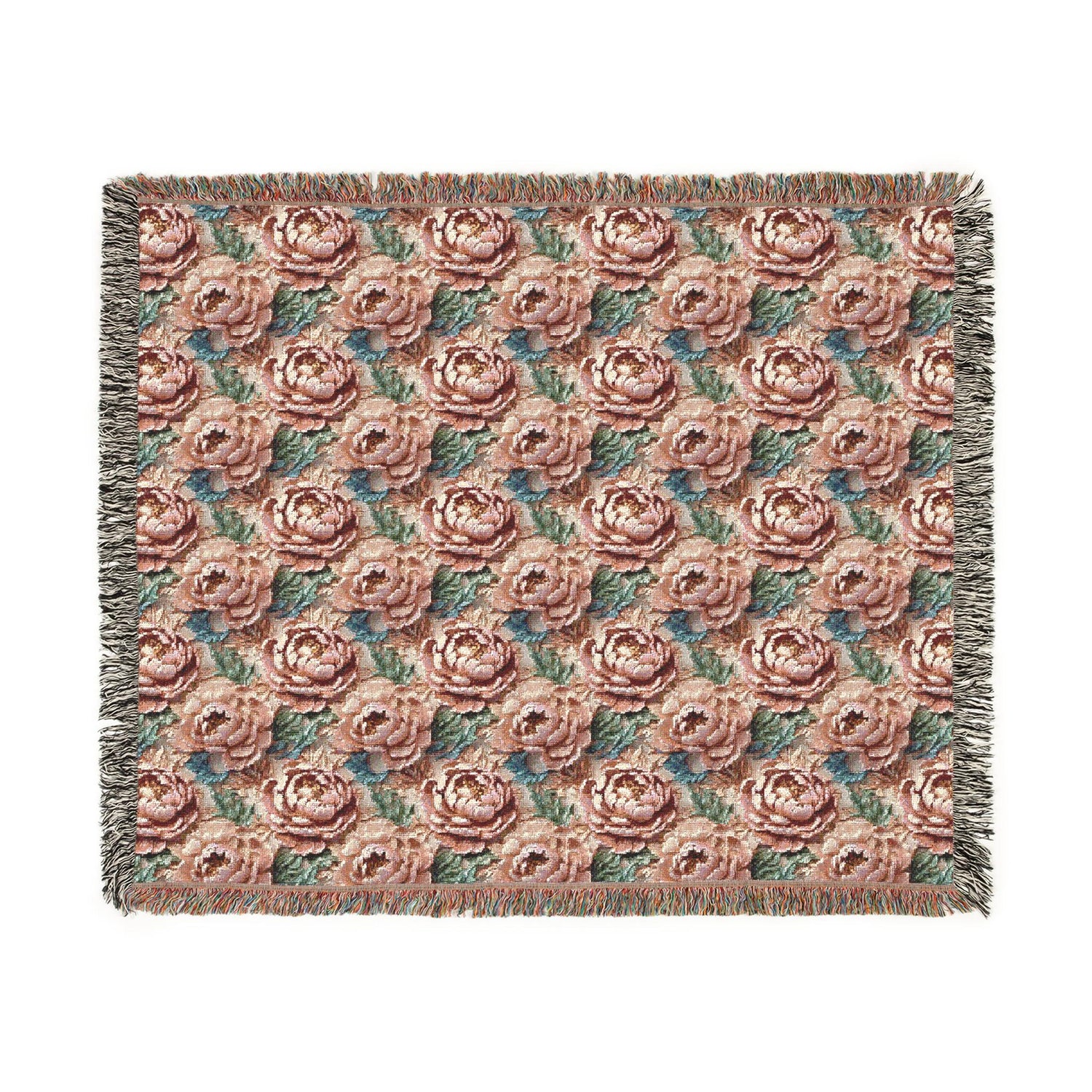 Floral Woven Blanket - Cozy Throw, Home Decor, Gift for Her, Wedding Present, Bohemian Style