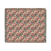 Floral Woven Blanket - Cozy Throw, Home Decor, Gift for Her, Wedding Present, Bohemian Style