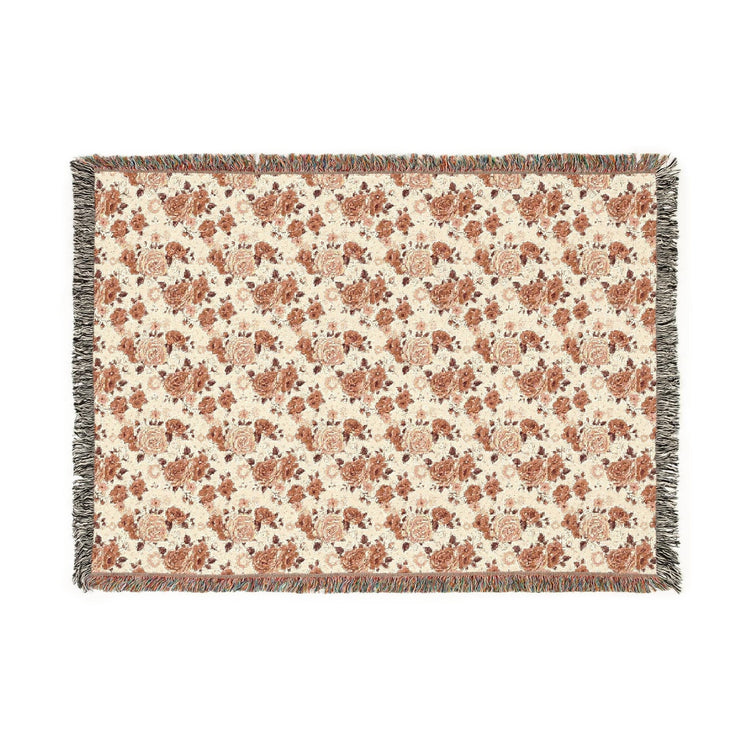 Cozy Woven Blanket, Warm Floral Throw for Home Decor, Blanket for Picnics, Gift for Her, Boho Bedroom Accessory