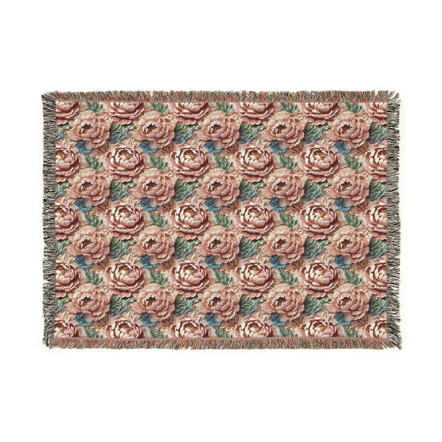 Floral Woven Blanket - Cozy Throw, Home Decor, Gift for Her, Wedding Present, Bohemian Style