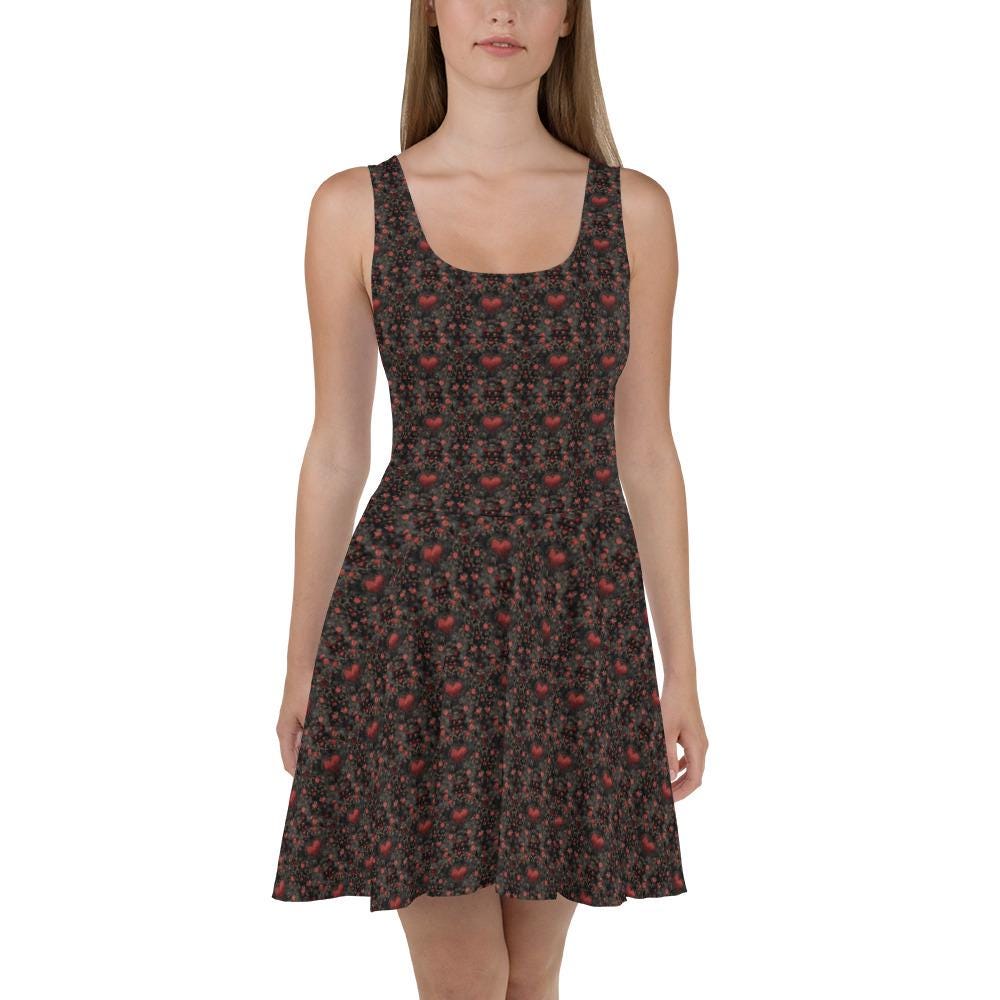 Stunning Heart Print Skater Dress – Perfect for Every Occasion, Stylish Modern Day Female Wear