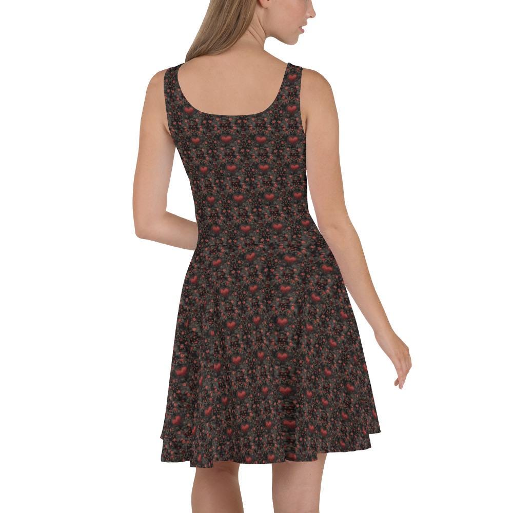 Stunning Heart Print Skater Dress – Perfect for Every Occasion, Stylish Modern Day Female Wear