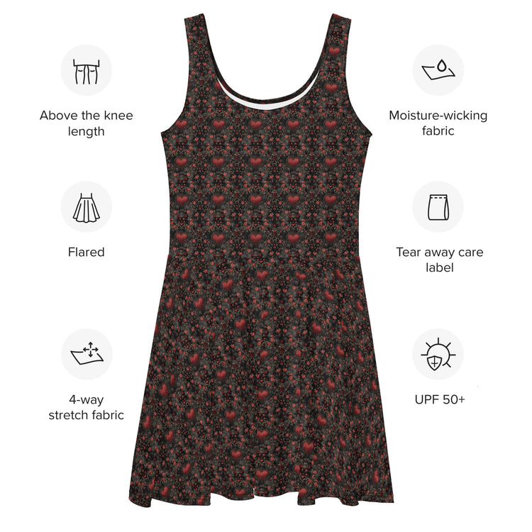 Stunning Heart Print Skater Dress – Perfect for Every Occasion, Stylish Modern Day Female Wear