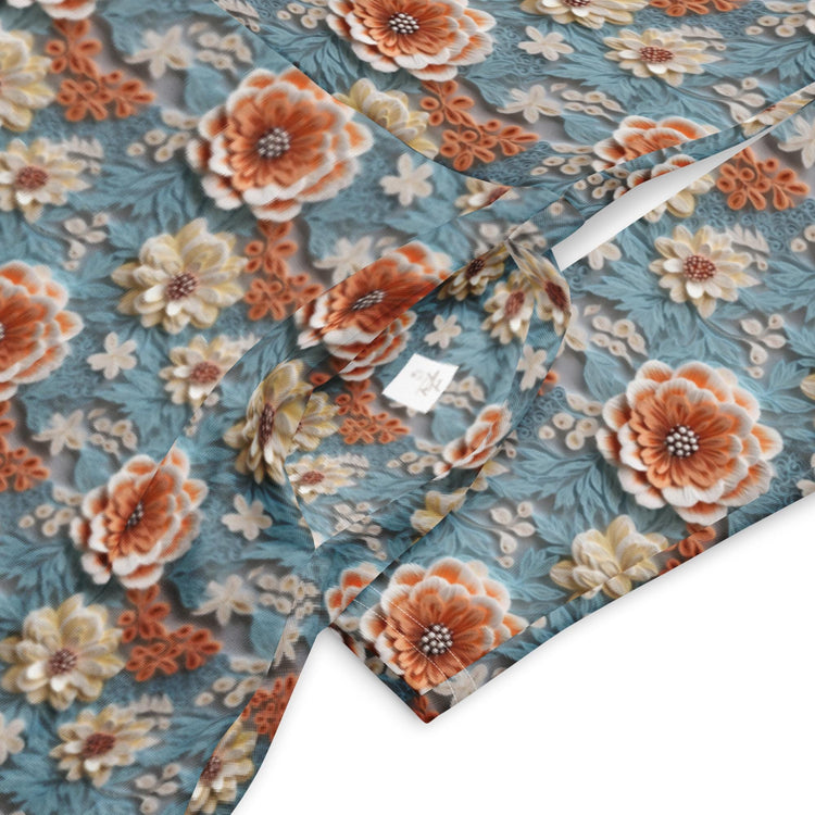 Stunning All-Over Floral 3D Print Long Sleeve Midi Dress – Elegance Meets Style All-over pattern casual fun dress