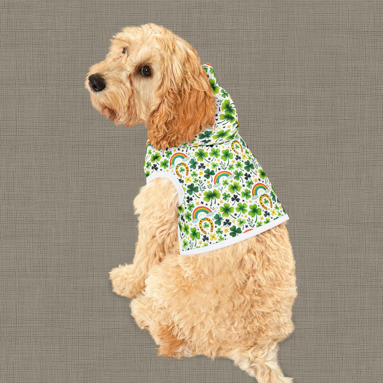 Rainbow Shamrock Pet Hoodie for Dogs, Lucky Dog Apparel, St. Patrick&