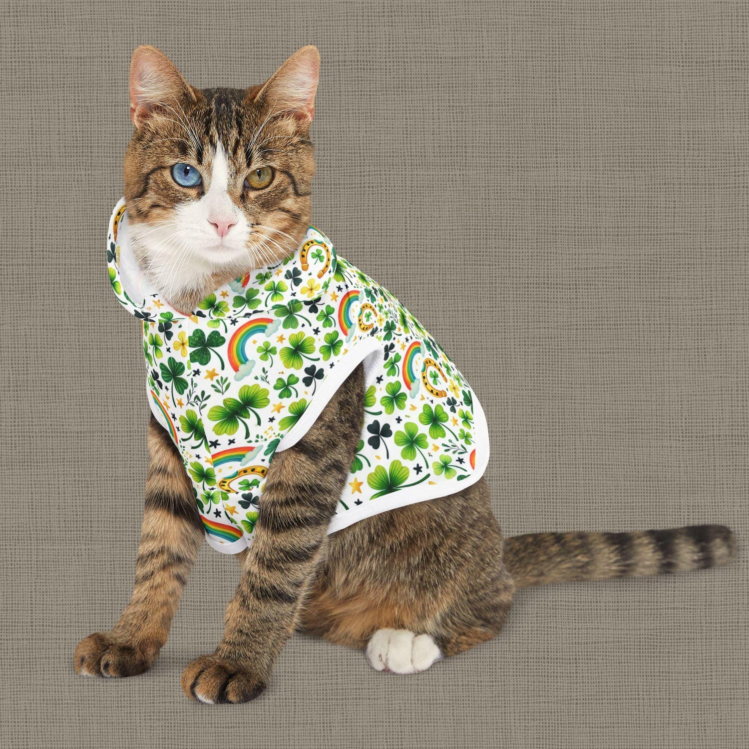 Rainbow Shamrock Pet Hoodie for Dogs, Lucky Dog Apparel, St. Patrick&