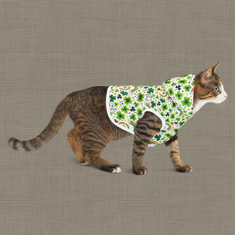 Rainbow Shamrock Pet Hoodie for Dogs, Lucky Dog Apparel, St. Patrick&