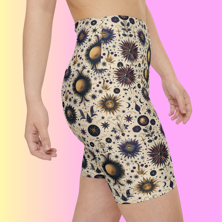 Bohemian Floral Workout Shorts, Comfortable Fitness Shorts, Yoga Bottoms, Activewear for Women, Summer Exercise Gear