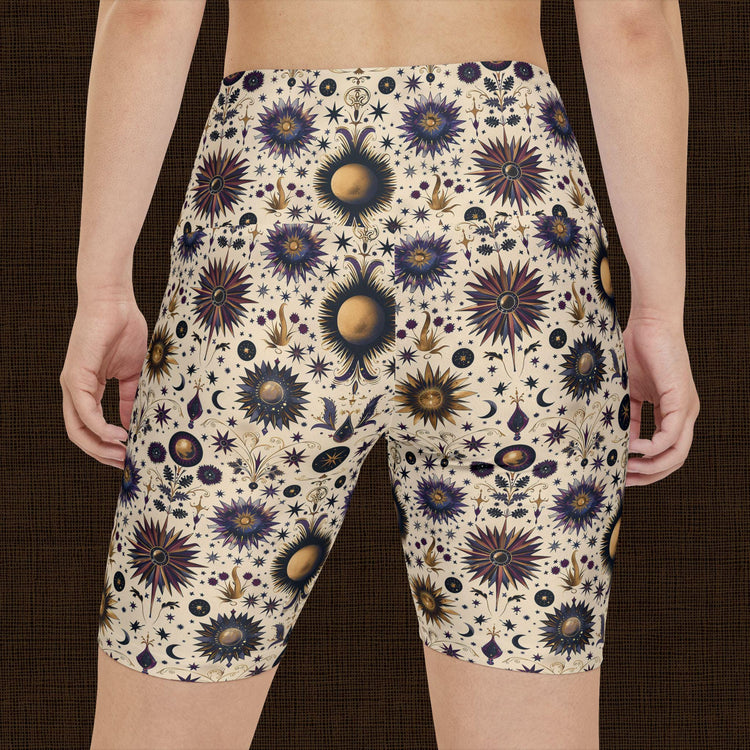 Bohemian Floral Workout Shorts, Comfortable Fitness Shorts, Yoga Bottoms, Activewear for Women, Summer Exercise Gear