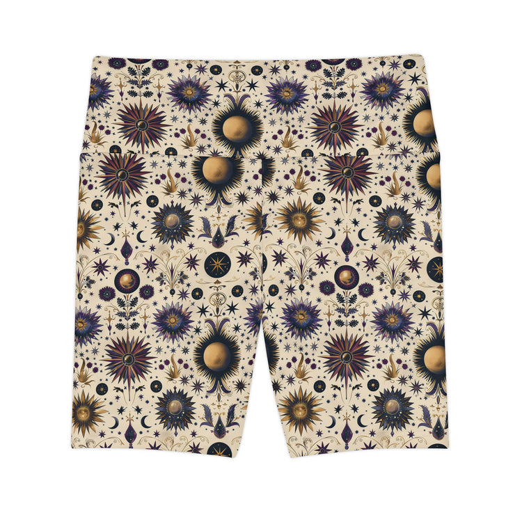 Bohemian Floral Workout Shorts, Comfortable Fitness Shorts, Yoga Bottoms, Activewear for Women, Summer Exercise Gear