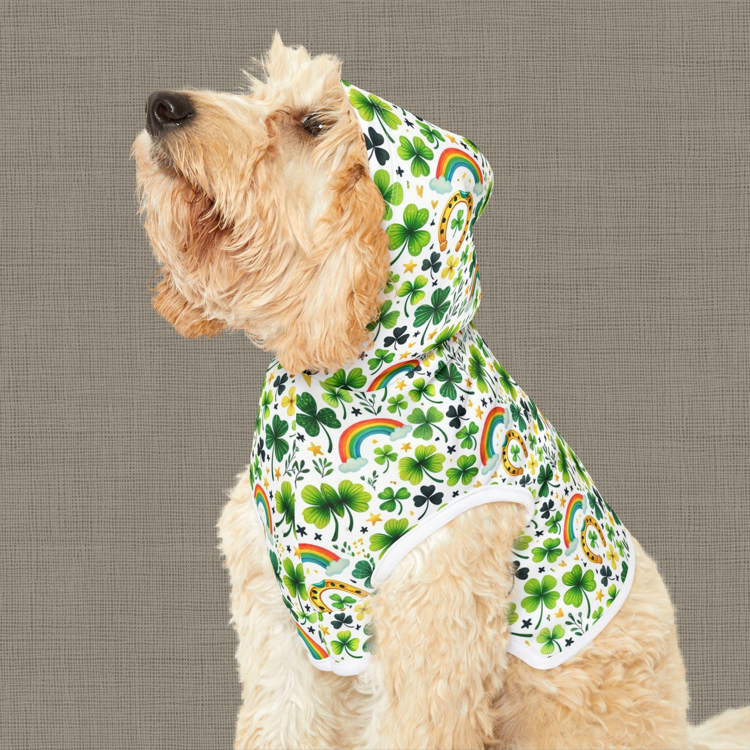 Rainbow Shamrock Pet Hoodie for Dogs, Lucky Dog Apparel, St. Patrick&