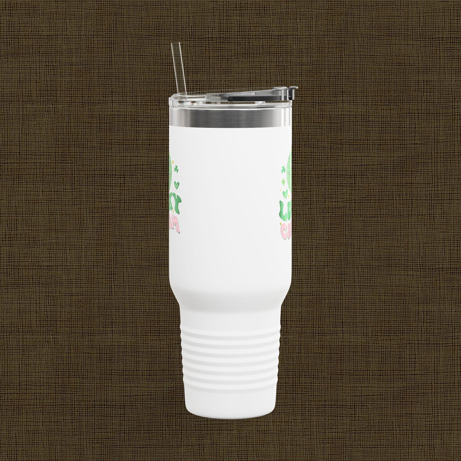 Lucky Charm Insulated Travel Mug, 40oz, Perfect for Coffee Lovers, Eco-Friendly Drinkware, Great Gift for Travelers, Fun Kitchen Accessory,