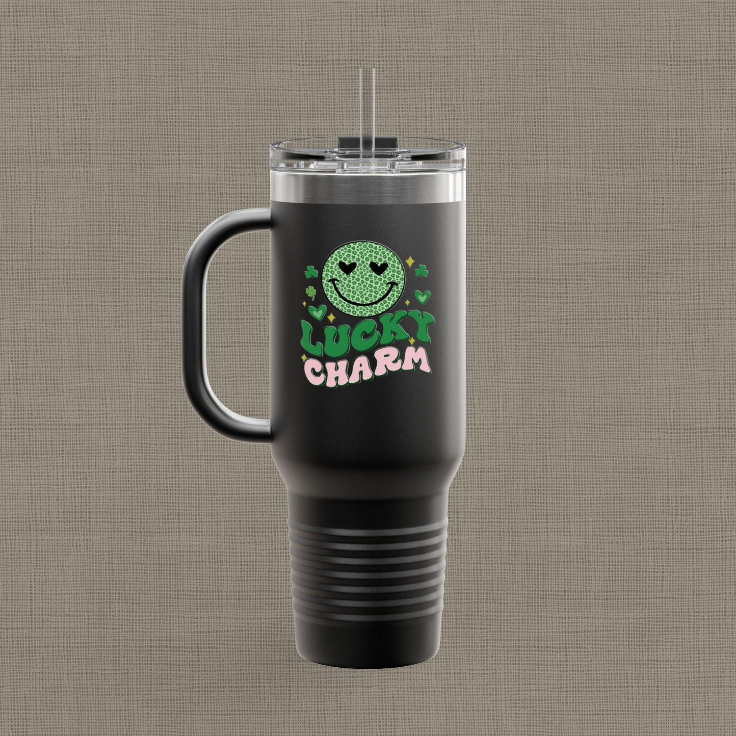 Lucky Charm Insulated Travel Mug, 40oz, Perfect for Coffee Lovers, Eco-Friendly Drinkware, Great Gift for Travelers, Fun Kitchen Accessory,