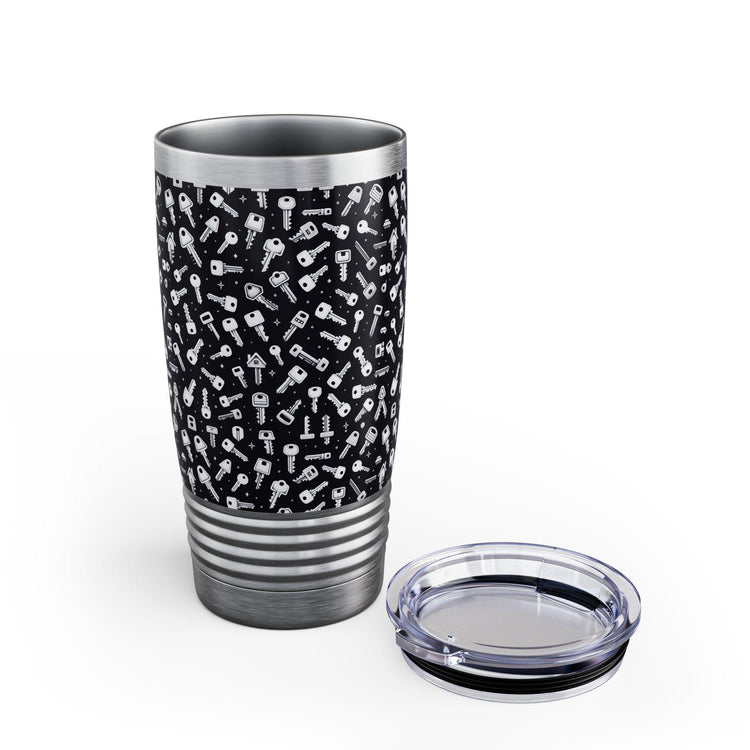 Seemless Keys Pattern Ringneck Tumbler - 20oz, Perfect Gift for Locksmith, Travel Mug, Concert Companion, Drinkware, Fun Design