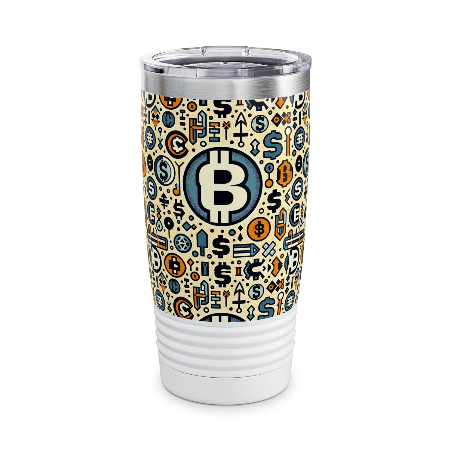 Crypto Coin Ringneck Tumbler, 20oz - Ideal for Bitcoin Lovers, Fun Gift for Finance Enthusiasts, Perfect for Parties, Travel, Home
