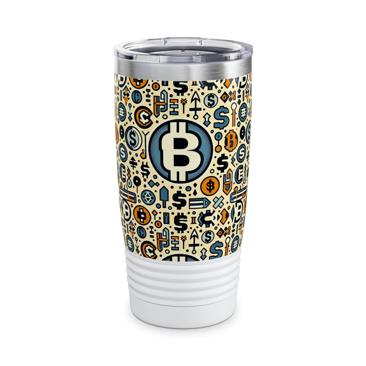 Crypto Coin Ringneck Tumbler, 20oz - Ideal for Bitcoin Lovers, Fun Gift for Finance Enthusiasts, Perfect for Parties, Travel, Home