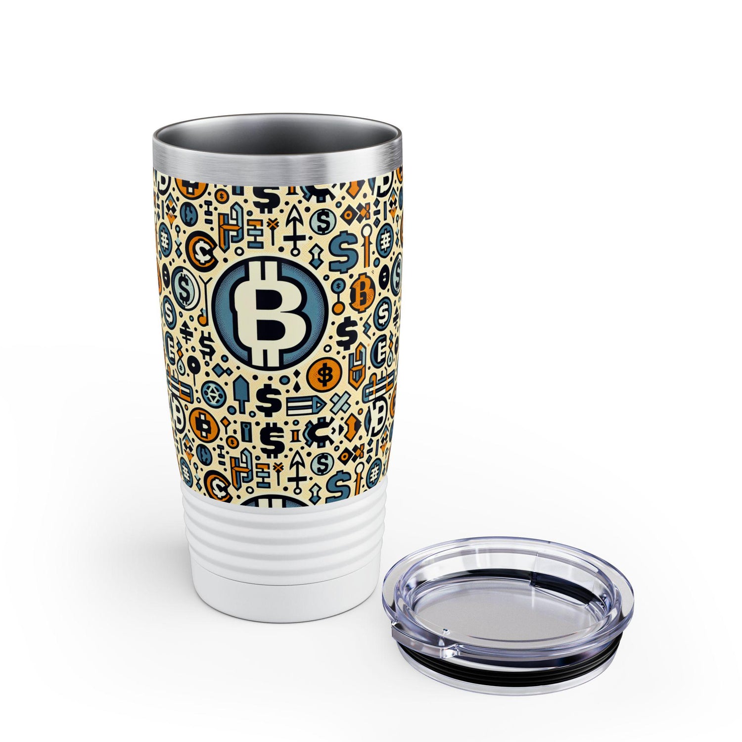 Crypto Coin Ringneck Tumbler, 20oz - Ideal for Bitcoin Lovers, Fun Gift for Finance Enthusiasts, Perfect for Parties, Travel, Home