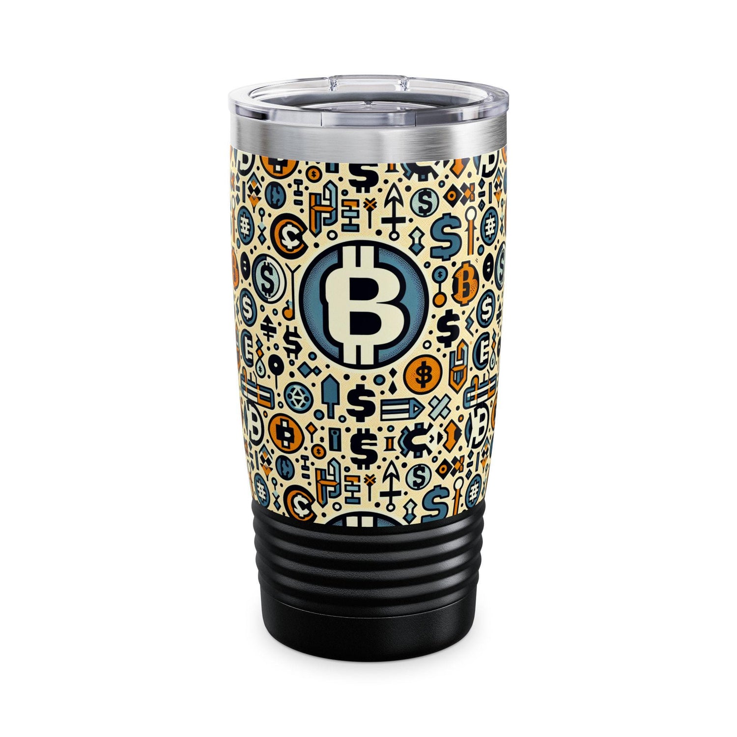 Crypto Coin Ringneck Tumbler, 20oz - Ideal for Bitcoin Lovers, Fun Gift for Finance Enthusiasts, Perfect for Parties, Travel, Home
