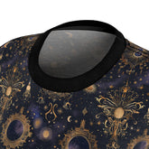 Celestial Print Women Sew Tee, Cosmic T-Shirt, Astrology Top, Bohemian Style Shirt, Gift for Women, Starry Night Tee