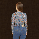 Floral Long Sleeve V-Neck Shirt - Boho Top, Nature-Inspired Apparel, Spring Fashion, Everyday Casual Wear, Gift for Her, Floral Print