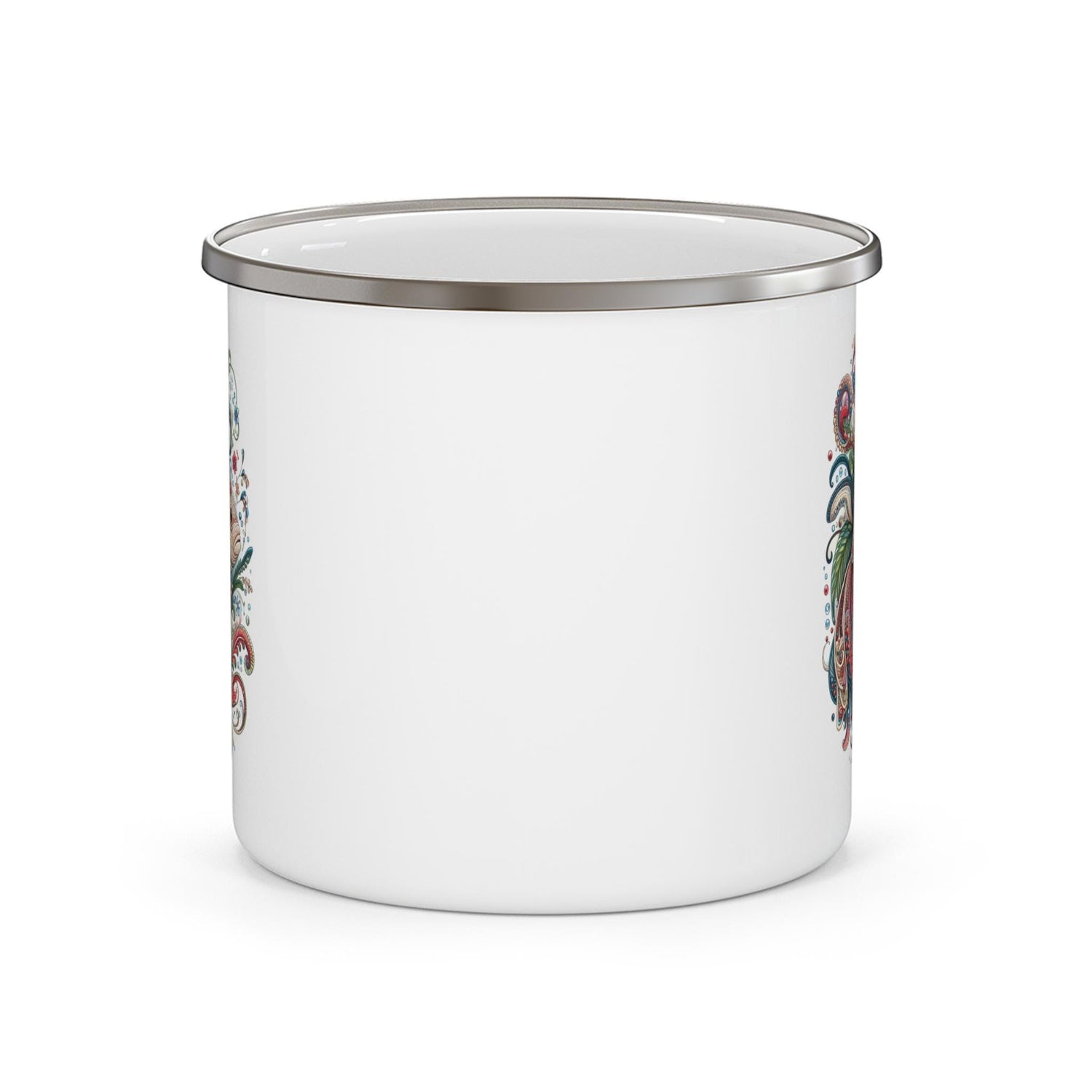 Whimsical Fish Design Enamel Camping Mug, Outdoor Coffee Mug, Fun Travel Mug, Gift for Nature Lovers, Fishing Enthusiasts