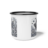 Stylish Enamel Camp Cup with Artistic Fish Design, Perfect for Outdoor Adventures, Camping, and Coffee Lovers, Unique Gift Idea, Fishing,