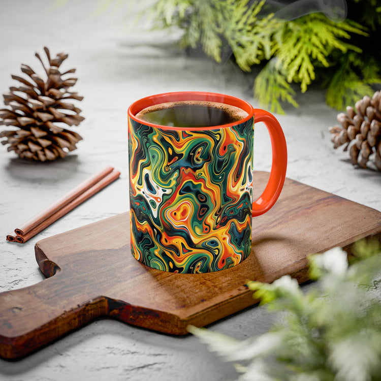 Boho Abstract Coffee Mug - Colorful 11oz Drinkware, Unique Gift for Art Lovers, Home Decor, Fun Coffee Cup