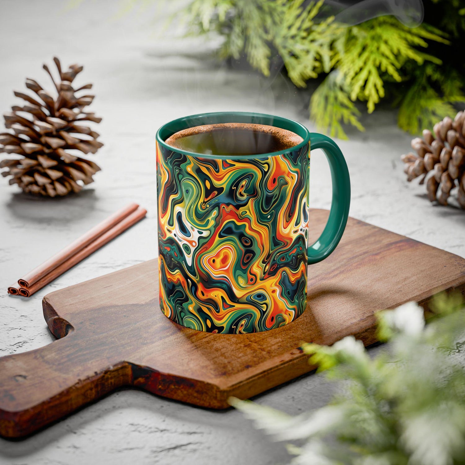 Boho Abstract Coffee Mug - Colorful 11oz Drinkware, Unique Gift for Art Lovers, Home Decor, Fun Coffee Cup