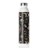 Celestial Floral Slim Water Bottle, Astrological Gift, Eco-Friendly Hydration, Outdoor Adventure Accessory, Planetary Design, Reusable