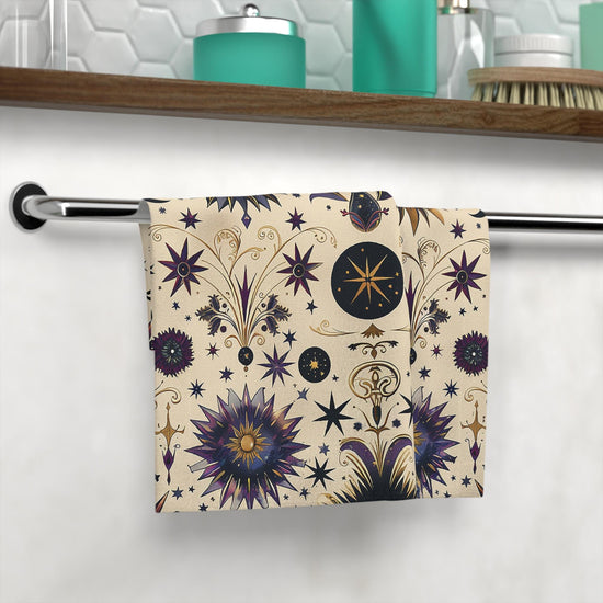 Celestial Face Towel - Spa Day, Bathroom Decor, Astrology Gift, Starry Night Aesthetic, Cosmic Design