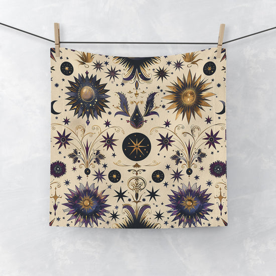 Celestial Face Towel - Spa Day, Bathroom Decor, Astrology Gift, Starry Night Aesthetic, Cosmic Design