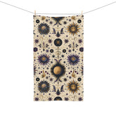 Celestial Hand Towel - Cosmic Decor, Starry Kitchen Towel, Astrology Gift, Boho Bathroom Accessory, Sun and Moon Towel