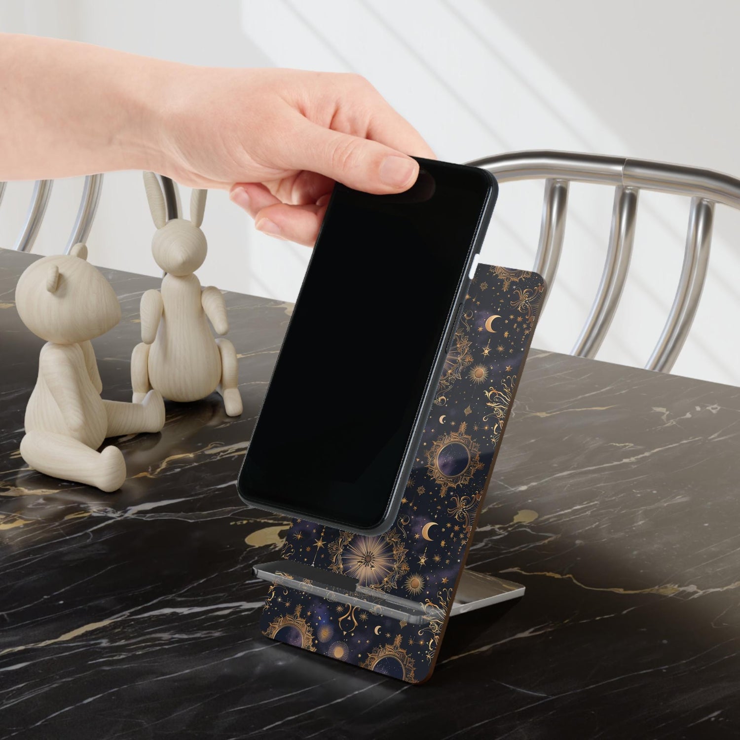 Astrological Phone Stand, Celestial Smartphone Holder, Zodiac Desk Decor, Horoscope Display Stand, Gift for Astronomy Lovers