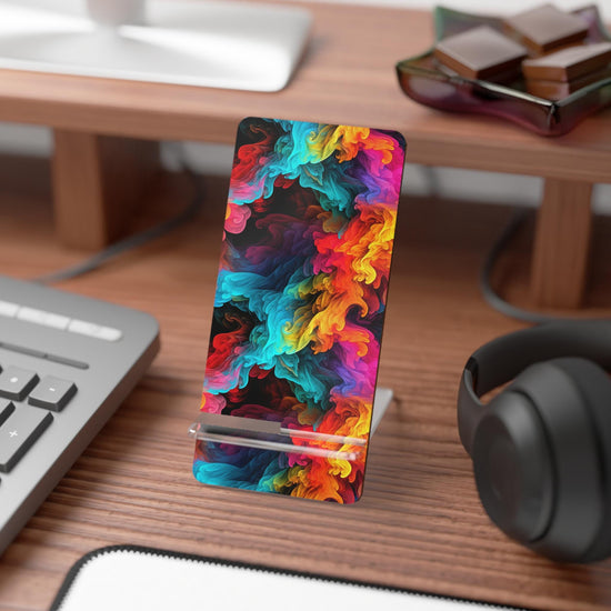 Vibrant Mobile Display Stand for Smartphones, Colorful Phone Holder, Desk Accessory, Gift for Tech Lovers, Home Office Decor, Unique Phone
