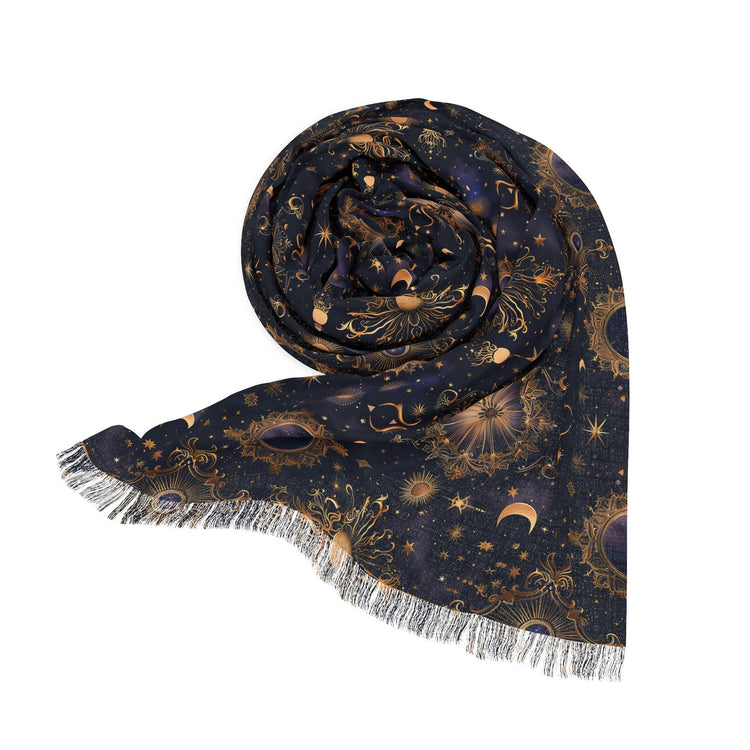 Celestial Light Scarf - Boho Infinity Scarf, Cozy Wrap, Astrology Gift, Lightweight Shawl, Festival Accessory, Elegant Neckwear