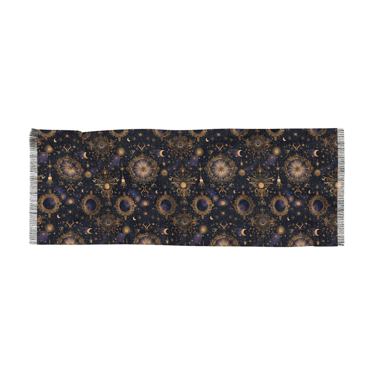 Celestial Light Scarf - Boho Infinity Scarf, Cozy Wrap, Astrology Gift, Lightweight Shawl, Festival Accessory, Elegant Neckwear