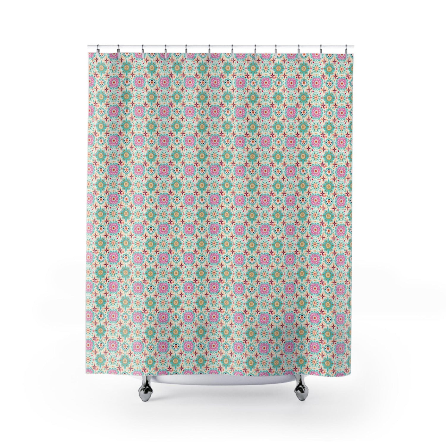 Colorful Floral Shower Curtains - Boho Chic Bathroom Decor, Vibrant Home Accessories, Gift for Housewarming, Summer Vibes, Spa Retreat