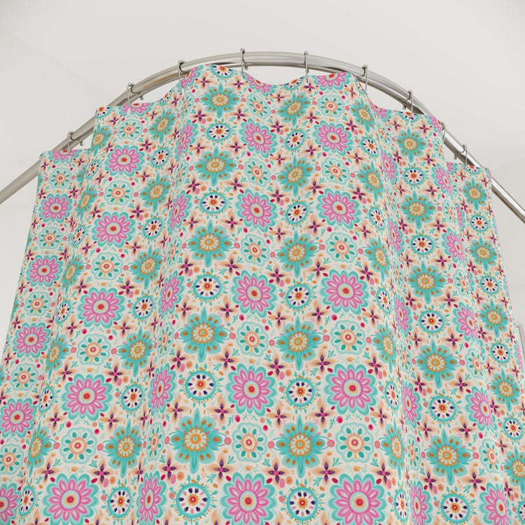 Colorful Floral Shower Curtains - Boho Chic Bathroom Decor, Vibrant Home Accessories, Gift for Housewarming, Summer Vibes, Spa Retreat