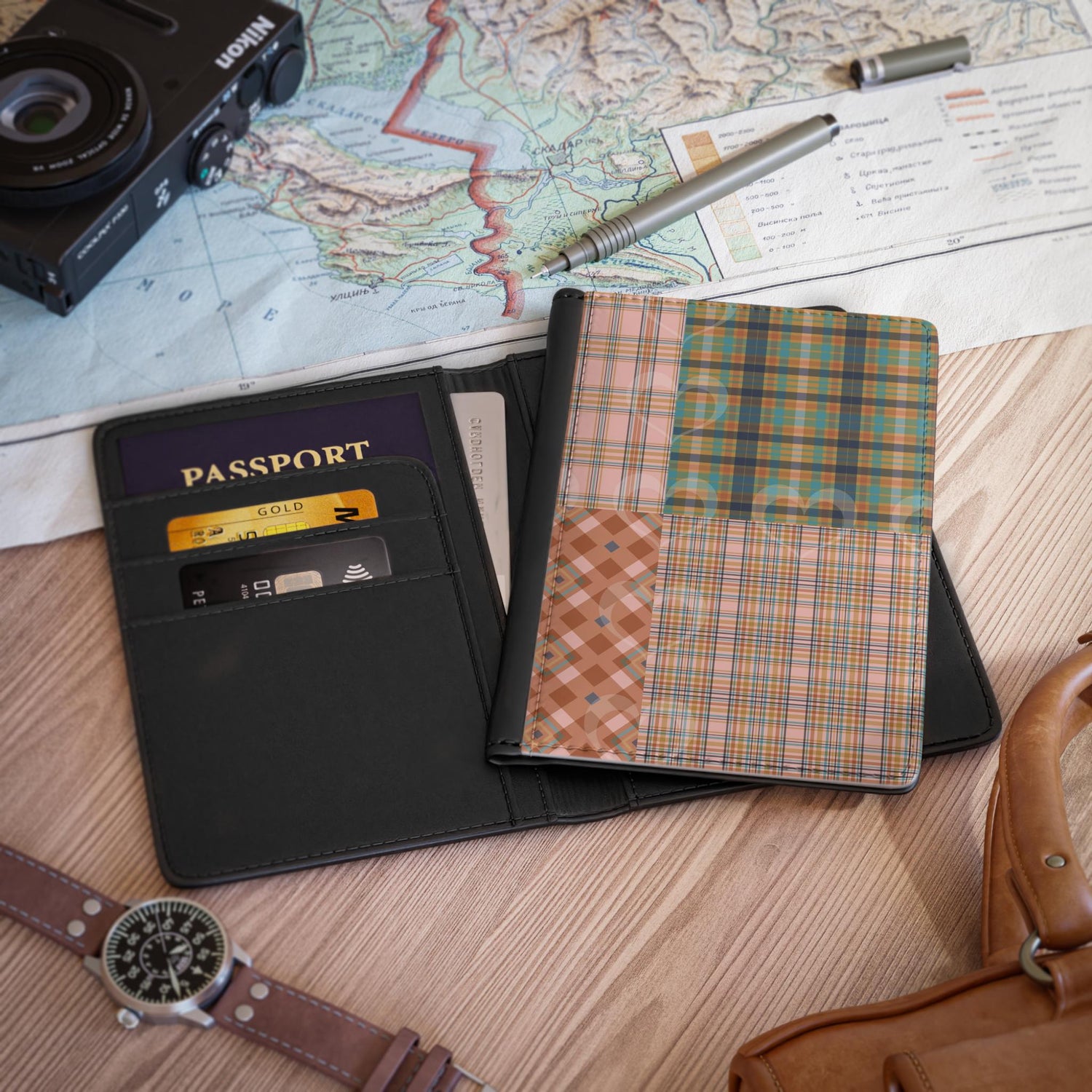 Checkered Passport Cover, Travel Accessories, Cute Passport Holder, Passport Wallet, Gifts for Travelers