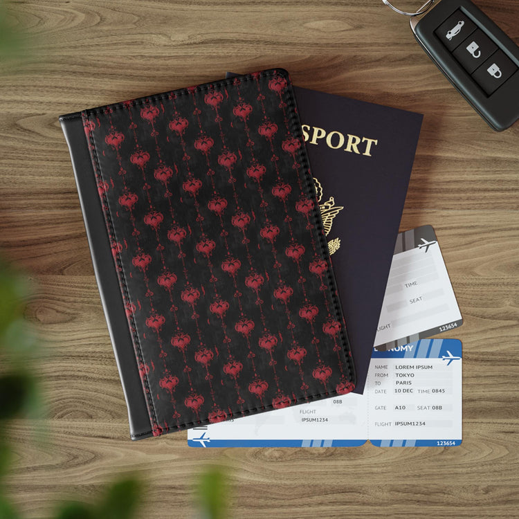 Stylish Passport Cover with Red Pattern, Travel Accessory Gift, Personalized Luggage Item, Elegant Travel Essential, Best for Vacations and