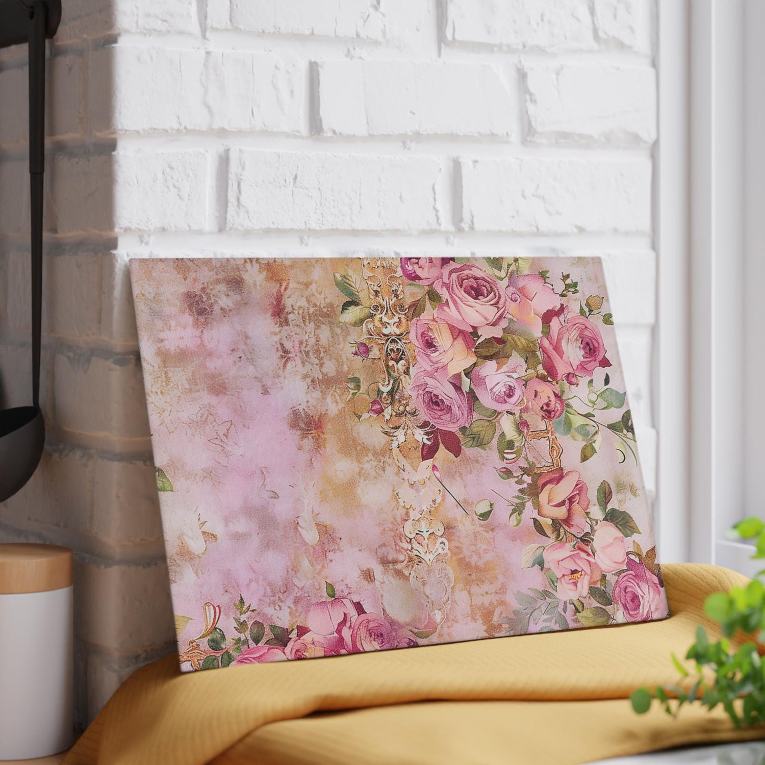 Elegant Floral Glass Cutting Board - Stylish Kitchen Décor, Gift for Home Cooks, Wedding Gift, Unique Housewarming Gift, Vintage