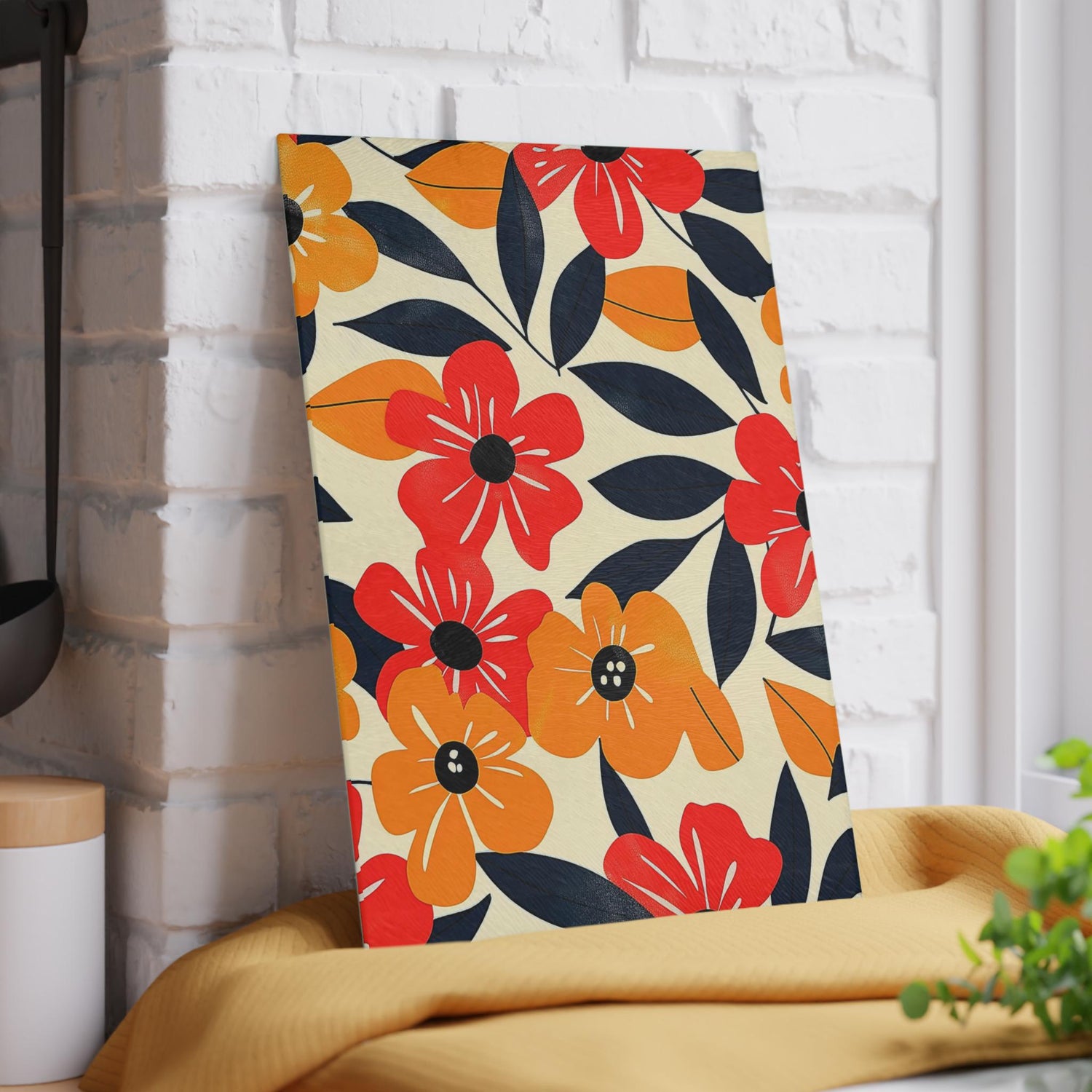 Floral Glass Cutting Board | Bright Kitchen Decor, Unique Gift for Weddings, Housewarming, Mothers Day, Foodie Kitchen