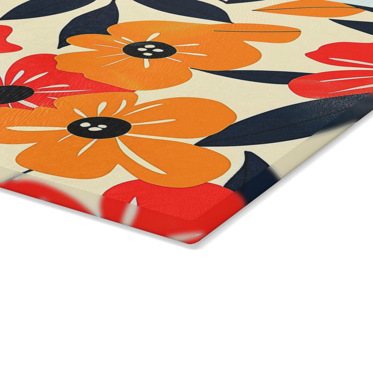 Floral Glass Cutting Board | Bright Kitchen Decor, Unique Gift for Weddings, Housewarming, Mothers Day, Foodie Kitchen