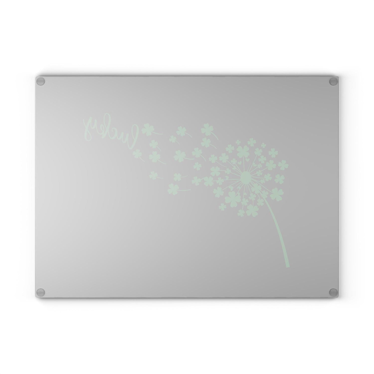 Lucky Dandelion Glass Cutting Board, Kitchen Decor, Gift for Chef, St. Patrick&