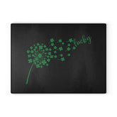 Lucky Dandelion Glass Cutting Board, Kitchen Decor, Gift for Chef, St. Patrick&