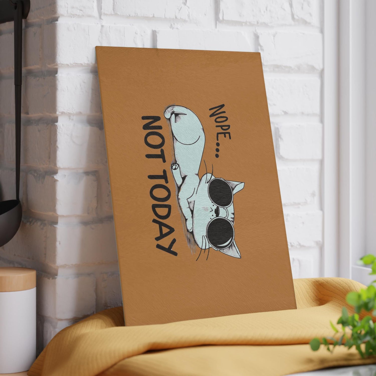 Funny Cat Glass Cutting Board-Nope Not Today Kitchen Decor, Pet Lover Gift, Cooking Accessory, Housewarming Gift, Cat Mom Kitchen