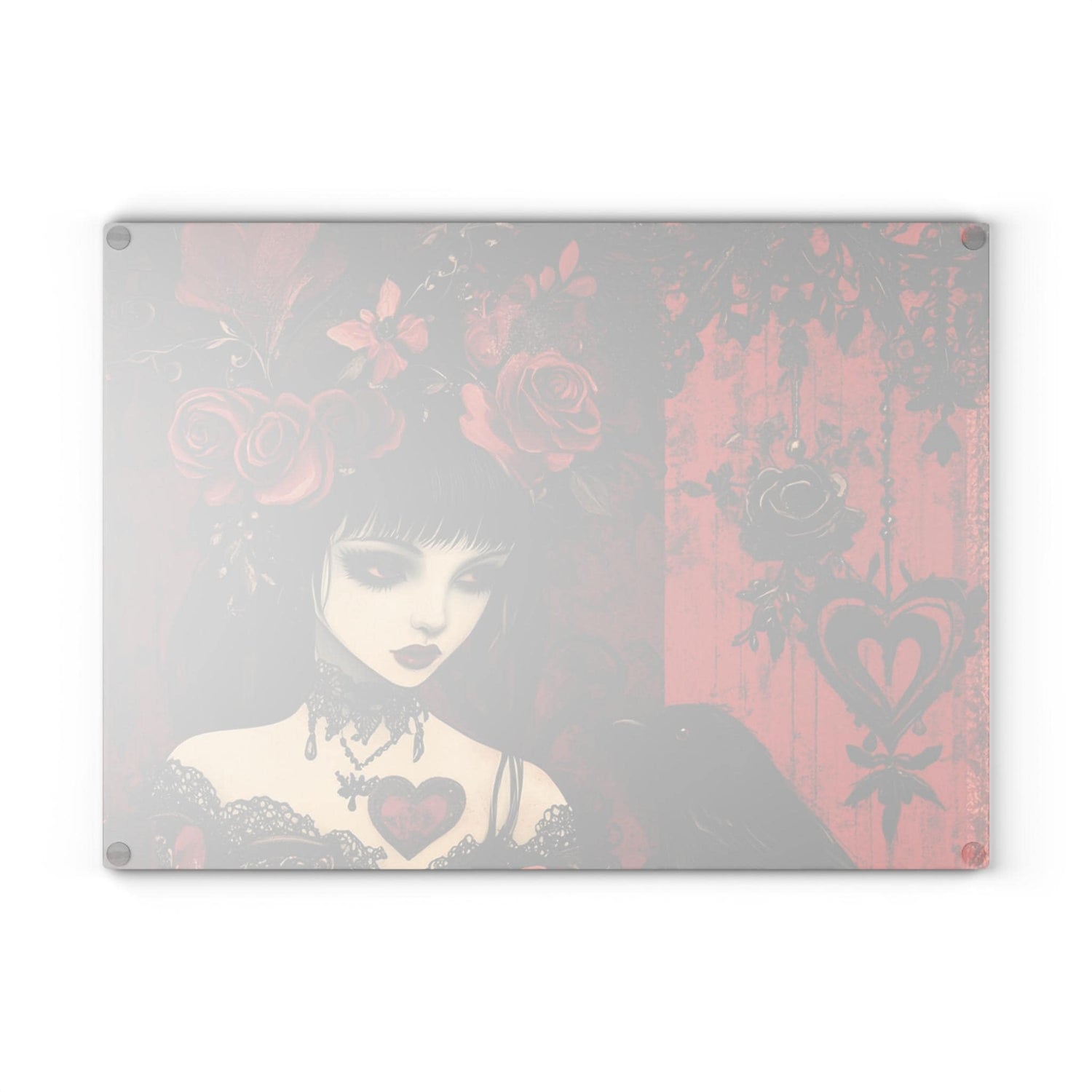 Gothic Art Glass Cutting Board | Darkly Elegant Kitchen Decor, Halloween Gift, Unique Gift for Her, Home Cooking Accessory