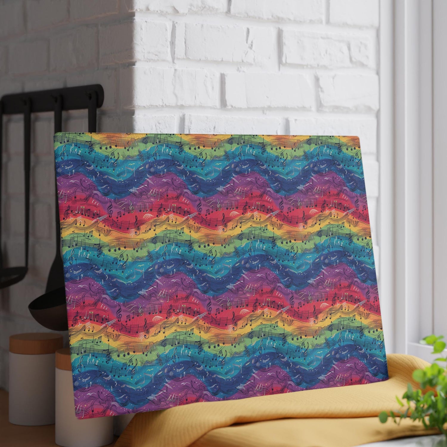 Colorful Musical Notes Glass Cutting Board - Perfect for Musicians, Gift for Music Lovers, Kitchen Decor, Housewarming Gift, Party Essential