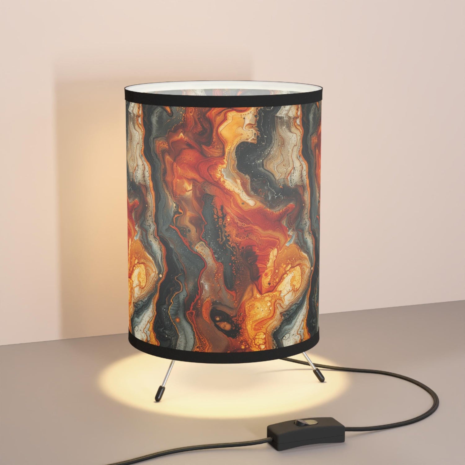 Marbled Tripod Lamp - Stunning Home Décor, Modern Lighting, Ambient Light, Ideal for Living Room, Bedroom, Unique Gift