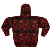Romantic Heart Pattern Womens Zip Hoodie, Cozy Sweatshirt, Valentine&